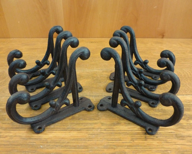 8 BROWN RUSTIC DOUBLE VINE COAT HOOKS ANTIQUE-STYLE CAST IRON 4.5" wall hardware 3