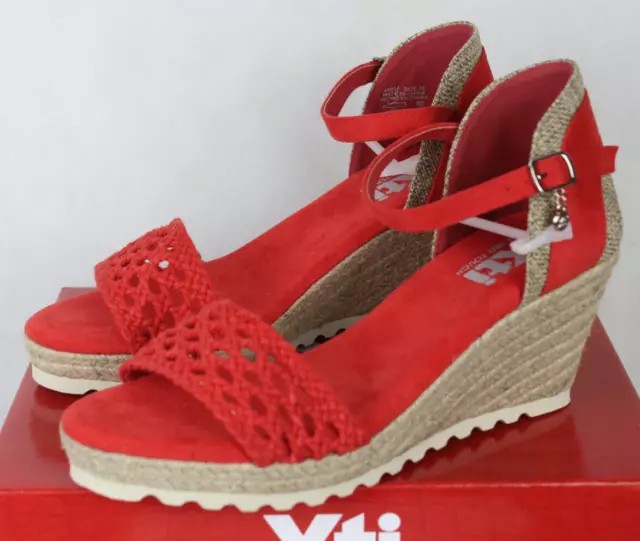 Xti Sandalen Con Tacón de Cuña en Rojo, Plantillas Acolchado, Mujer Gr.38 Nuevo