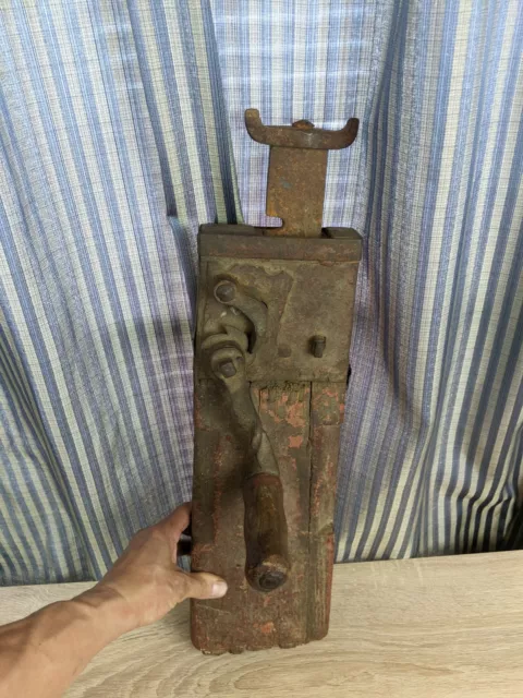 Antique Pennsylvania Wrought Iron & Wood Conestoga Wagon Jack 18th / 19th C AAFA