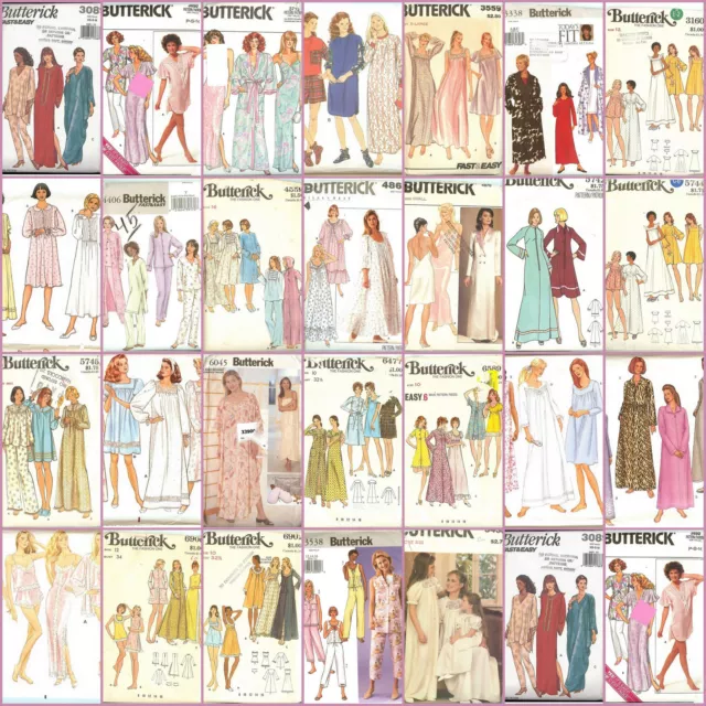 OOP Butterick Sewing Pattern Misses Nightgown Robes Pajamas Loungewear You Pick