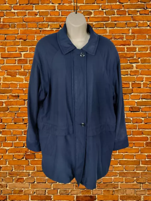 WOMEN BONMARCHE SIZE Uk 14 Navy Light Cotton Mac Jacket Hooded Button Coat Lined 16.99 PicClick UK