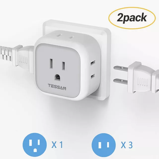 Multi Plug Outlet Extender with 4 Electrical Charger Cube Outlet 2 Pack for Home