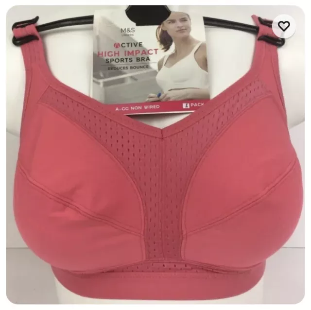 M&S Ladies Sports Bra Coral OR Navy Blue High Impact BNWT Marks GoodMove