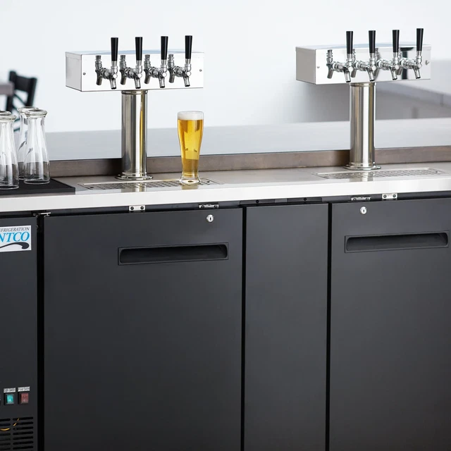 2 x Four Tap Kegerator Beer Dispenser - Black, (3) 1/2 Keg Capacity