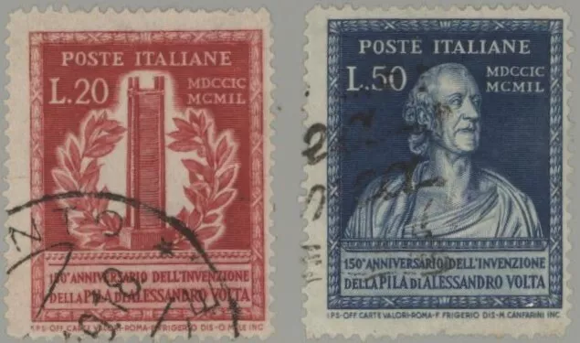 Italy 1949 Volta's Discovery of the Electric Cell set of 2, used