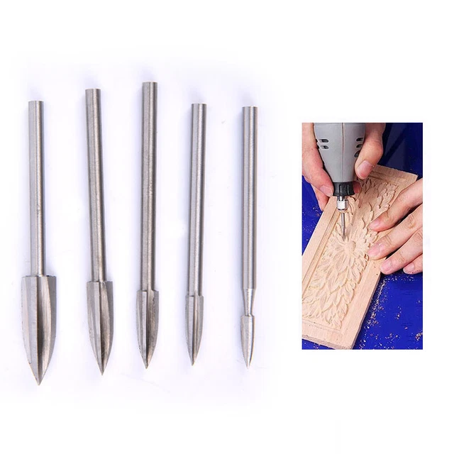 5PCS/set Wood Carving And Engraving Drill Bit Milling Cutter Carving Root .yp