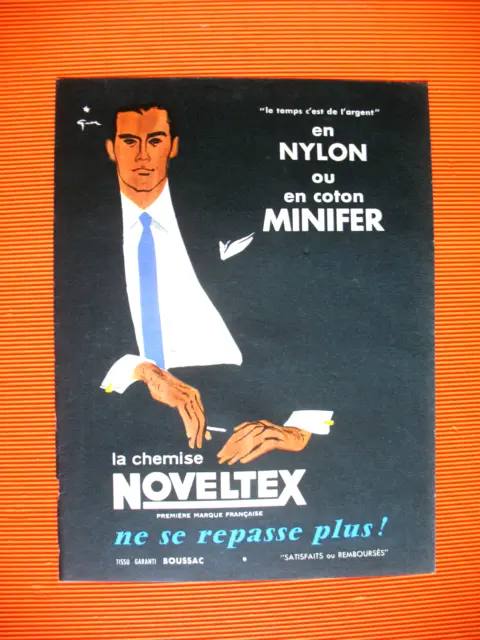 Publicite De Presse Noveltex Chemise Nylon Illustration Gruau French Ad 1959