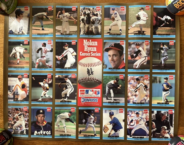 1992 Donruss NOLAN RYAN Coca Cola Cards Career Series Un-Cut Sheet
