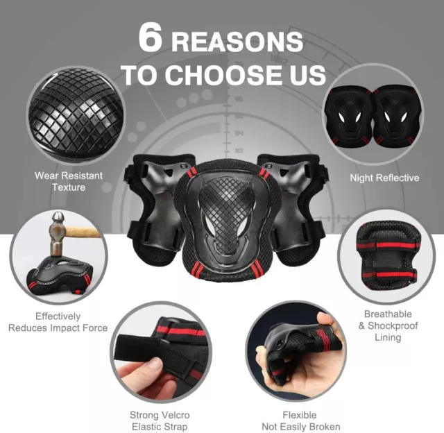 Adult Wrist Elbow Knee Pad Skateboard Skate Kids Bike Protective Gear Guard Set 2