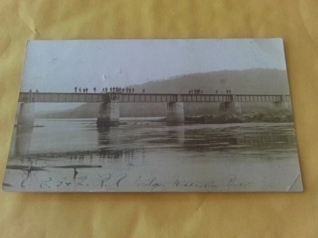 1906 Rppc Chicago Burlington Quincy Railroad Bridge Prairie Du Chien Wisconsin