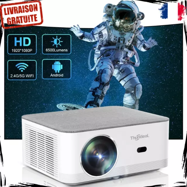 Vidéoprojecteur Portable Full HD 1080P 4K WiFi 5G 6500 Lumens Android 9.0 Cinéma