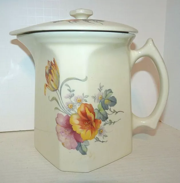 Coors Pottery Thermo Porcelain Tulip Large Covered Pitcher 8" Tall