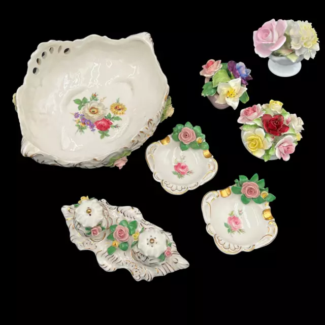 DRESDEN Porcelain Centerpiece RARE Antique Martha Budich Serving Dish Set 9 Pcs 3