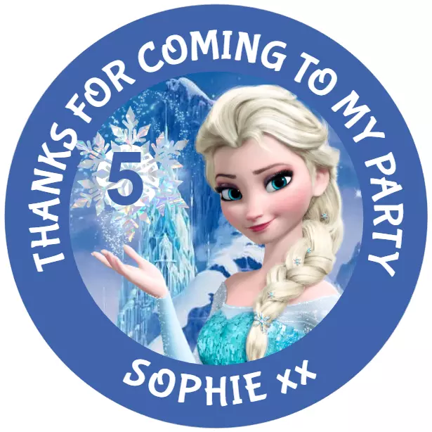 48 Personalised Party Bag Stickers ELSA FROZEN Sweet Bag Seals 40mm Cone Labels