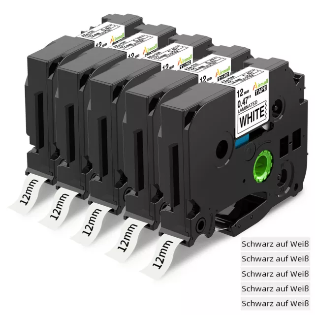 5x Schriftband TZe-231 12mm Kompatibel für Brother P-touch H100LB 1000 1010 E100