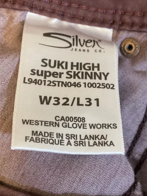 Silver  Jeans Suki High Super Skinny Plum Purple Women’s Size 32/31