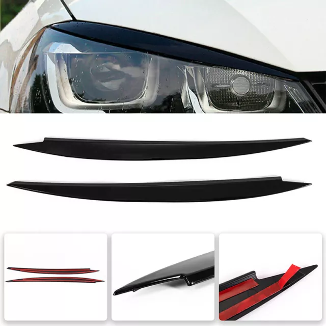 For VW Golf MK7 GTI GTD R Gloss Black Front Headlight Eyelid Eyebrow Cover Trim