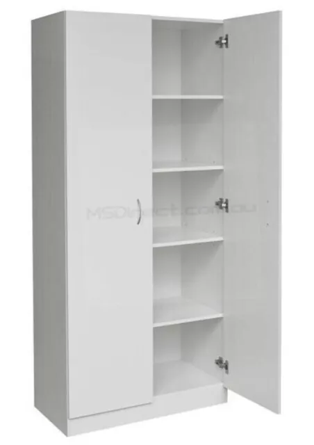 New 2 Door Pantry Cupboard Linen Storage Cabinet / Shelf Wardrobe/ Kitchen