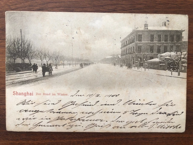 Deutsche Kolonie China alte Postkarte the Bund Shanghai nach Deutschland 1900