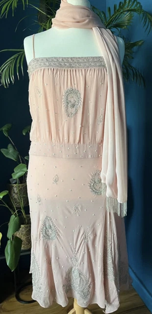 Abito da sera monsone 100% seta abito curvy matrimonio impreziosito sciarpa difetti avvolgenti*
