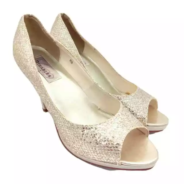 Dyeables Sari Womens Glitter Platform Pump 8B Champagne Size 8 Heels Shoes Pumps