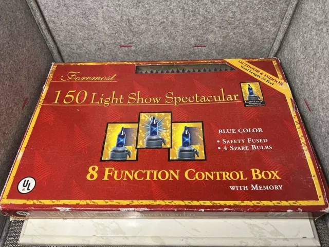 Vtg Foremost Christmas Blue Lights 150 Light Show Spectacular 8 Function Box