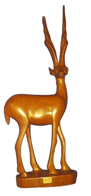wooden Hand Carved antelope gazelle made in kenya Vintage Retro Woodenware