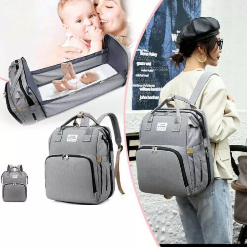 2in1 Diaper Bag Backpack Mommy Bag Nappy Bag & Baby Crib For Mom Dad Maternity