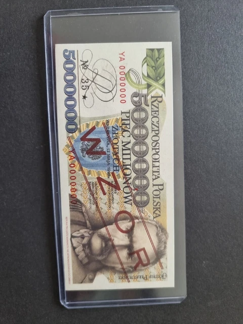 Polish Banknotes 5 MIL 5000000 Zlotych wzor nr 35 ,1995 Piłsudski  UNC
