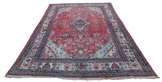 Large  PERSAIN CARPET RUG HAND MADE Oriental living Room Vintage 9ft x 6ft 1"