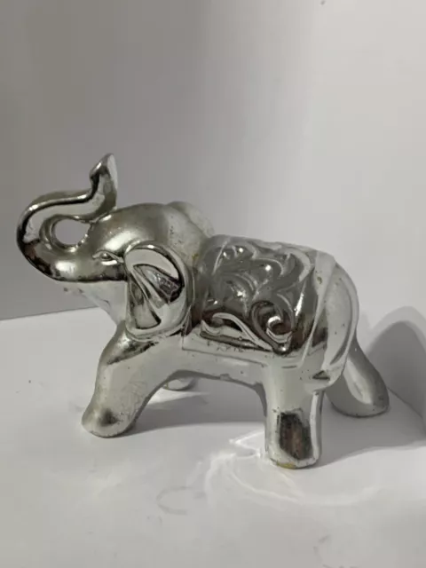 NEW Vintage Glass Animal Statue Shape of an Elephant Silver 3