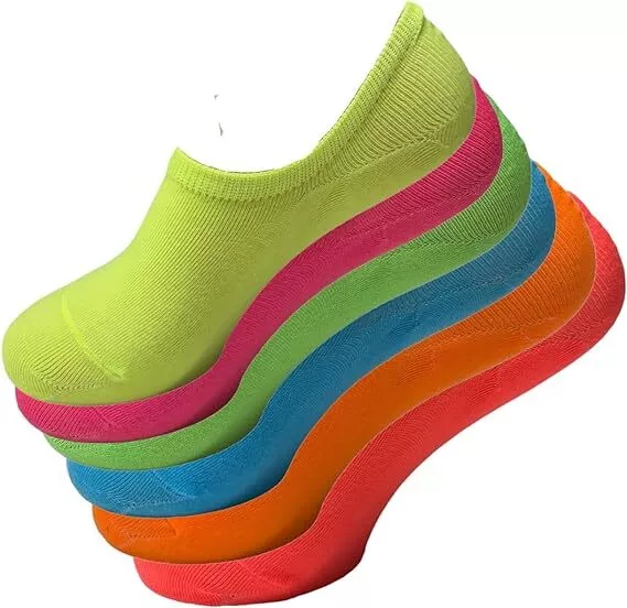 Invisible Trainer Socks 6,12 Pairs Ladies Womens No Show  Neon Colours Footsies