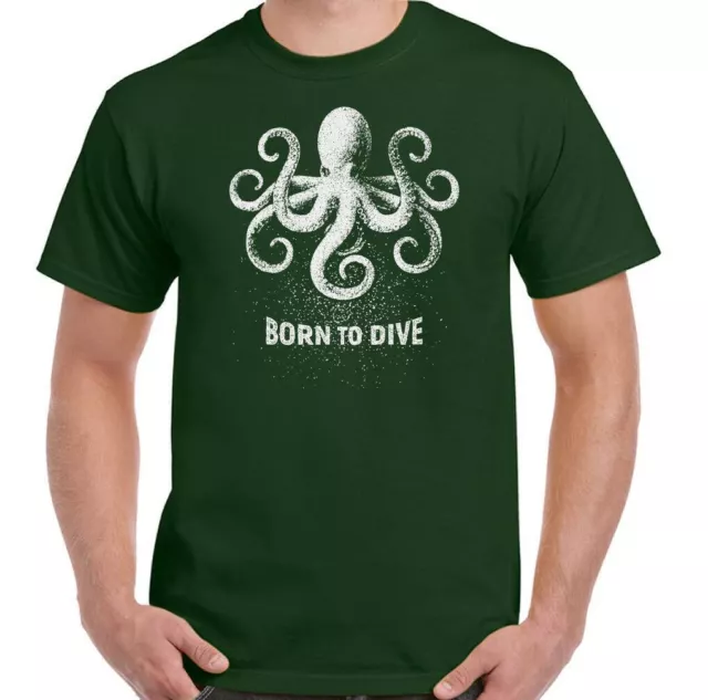 T-shirt subacquea Born To Dive da uomo kit divertente attrezzatura subacquea polpo flipper 3