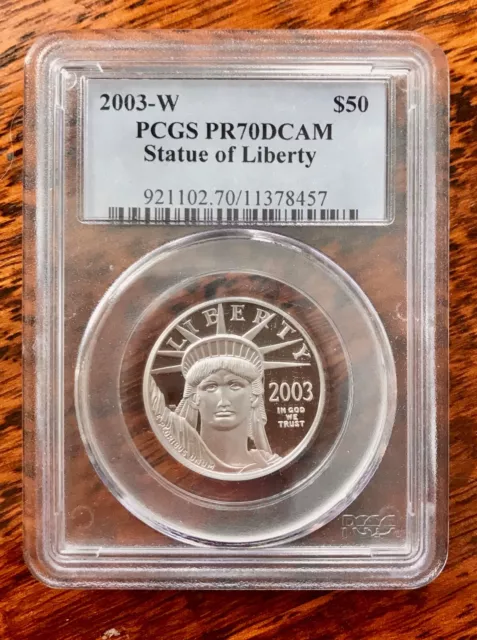 2003-W $50 Platinum PCGS PR70DCAM American Eagle /Statue of Liberty