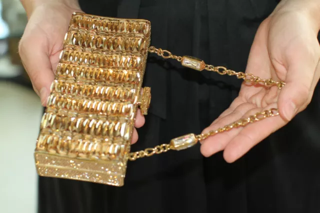 Judith Leiber GODDESS BOX Evening Bag Champagne Swarovski Crystals Purse Clutch 3