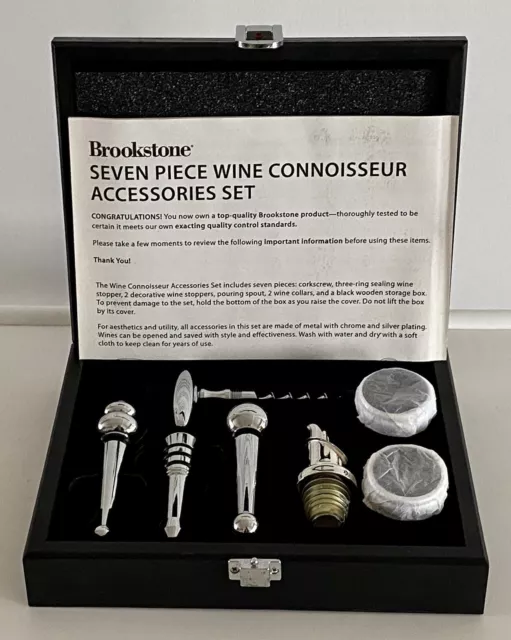 Brookstone 7 Piece Wine Connoisseur Accessories Set Corkscrew + More NIB  212969