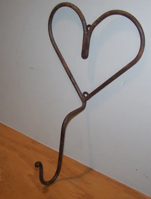 Vintage Hand Forged Metal Heart Shape Wall Mount Hook, Coat/Robe/Leash Hanger