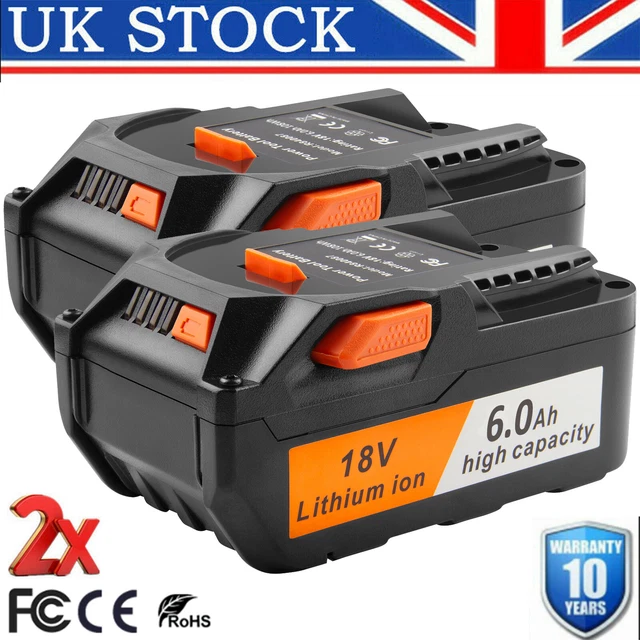 2 Pack 6.0Ah For RIDGID Battery R840087 R840085 R840086 R840083 cordless tools