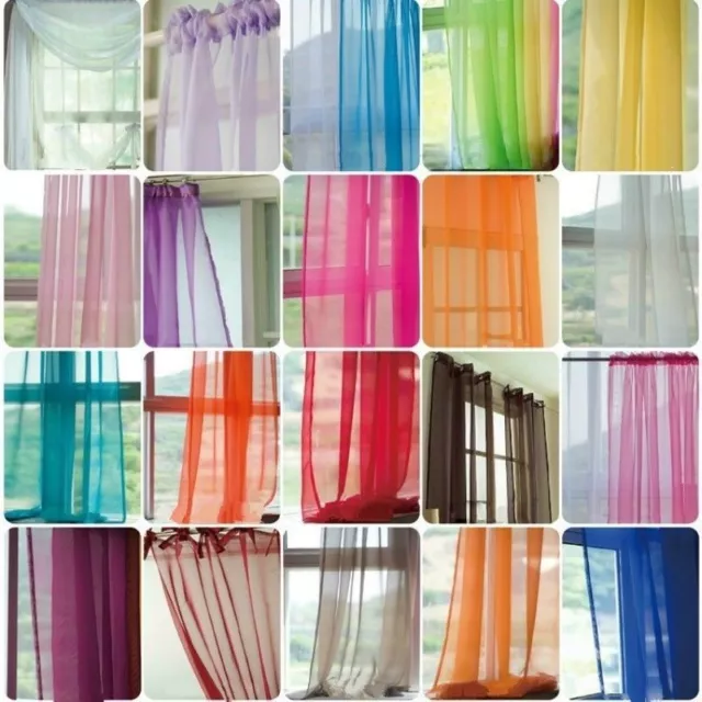 Sheer Tone Voile Curtain Panels Pelmet Net Tulle Cloth Multi Colored 140x260 cm