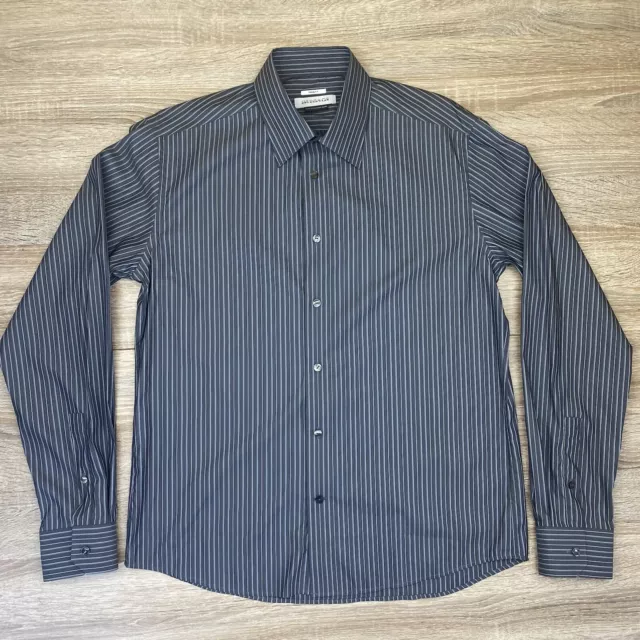 Versace Collection Trend Fit Mens Striped Shirt Grey Size 16/41