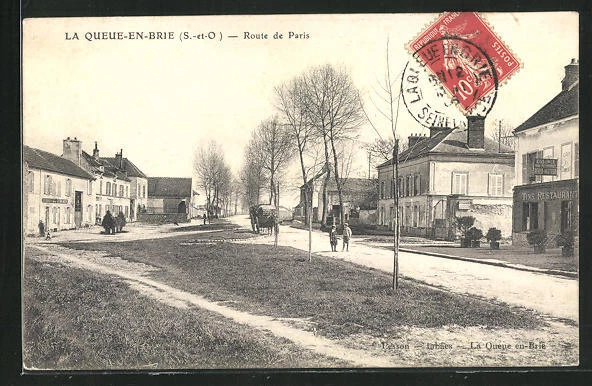 CPA La Queue-en-Brie, Route de Paris 1908
