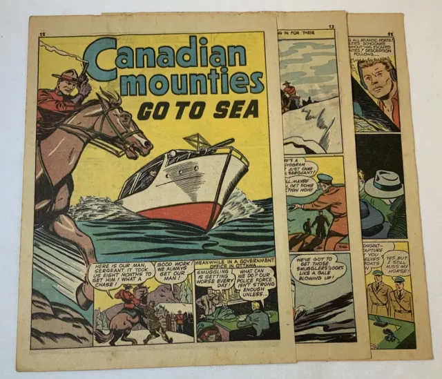 1942 five page cartoon story ~ CANADIAN MOUNTIES GO TO SEA