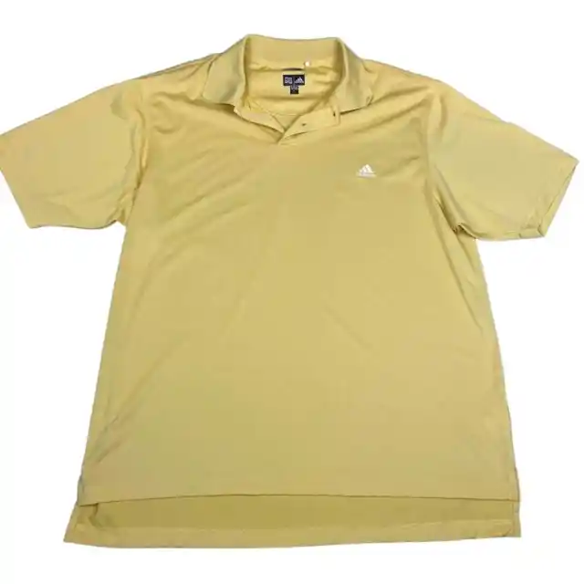 Adidas Golf Polo Shirt Mens XL Climalite Short Sleeve Yellow Moisture Wicking