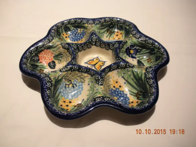 # 5  Polish Pottery  Unikat  2211 - Teresa Liana DX-2-Deviled Egg Plate