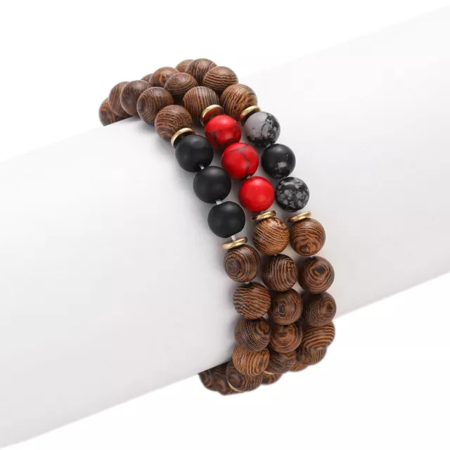 Natural Wooden Beads Bracelet Men Women Tibetan Buddha Rosary Handmade Bracelets