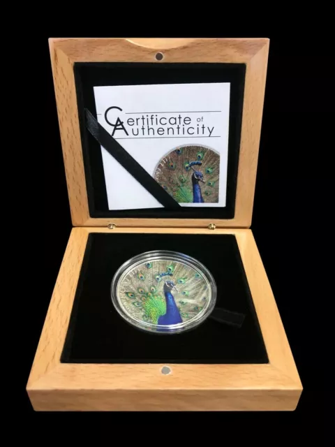 2015 Cook Islands Magnificent Life Peacock 1oz box/coa +bonus 2009 Seadragon COA 2