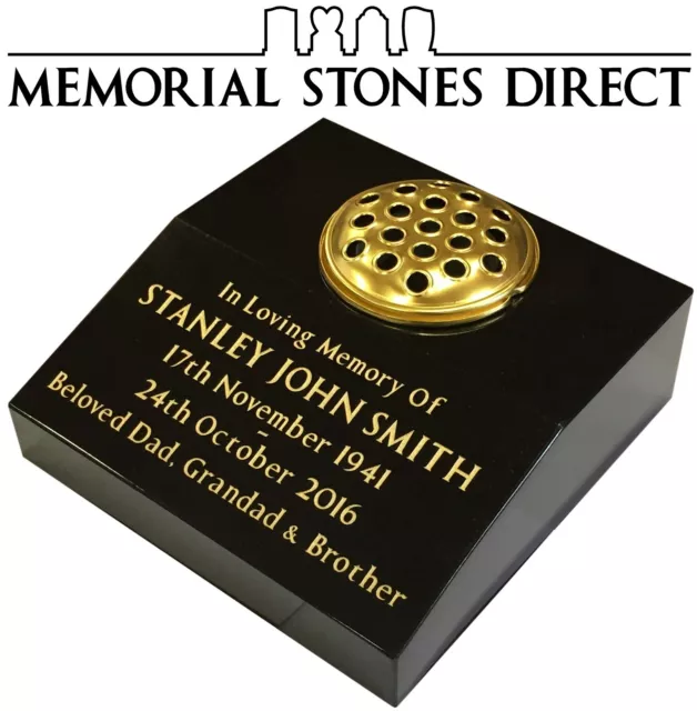 12" x 12" Black Granite Memorial Vase Wedge Grave Headstone Plaque Stone Flower