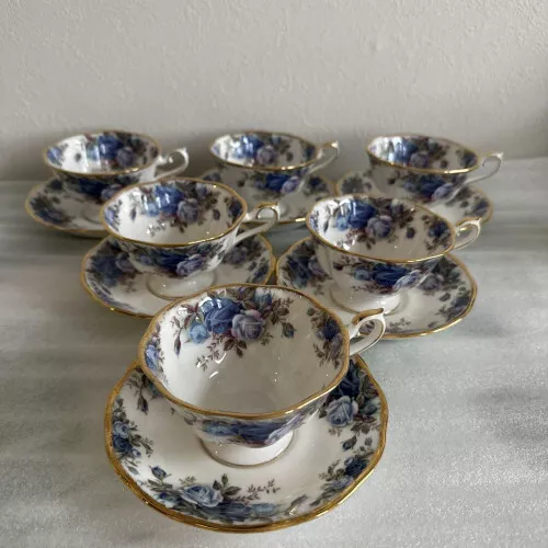 Royal Albert Moonlight Rose Cup & Saucer Rare Unused set of 6