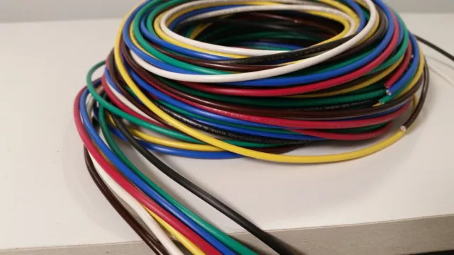 18 GAUGE WIRE 7 COLORS 25 FT EA PRIMARY AWG STRANDED COPPER POWER MTW bwrgybb