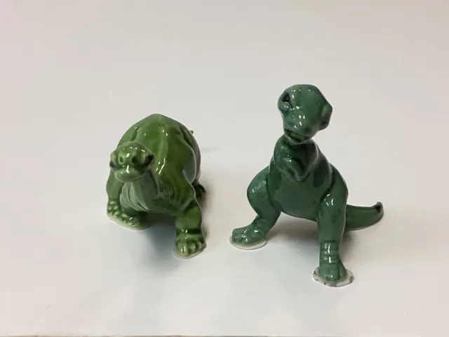 Vintage Hagen Renaker Miniature T-Rex & Diplodocus Dinosaur Figurines